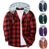Herren-Sweatshirt mit kariertem Hemd und Kapuze, Knopf-Sweatshirt, lässiges Mode-Sweatshirt für Herren