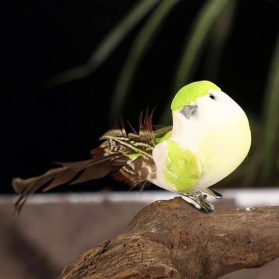 Simulation Bird Feathered Foam Bird Ornament Artificial Sparrow Statue Fake Bird with Clip for DIY Decoration Children Toy