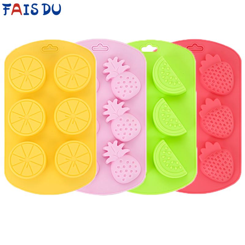 FAIS DU Fruit 6 Cavity Silicone Mold Ice Cube Fondant Molds Chocolate Candy Mould Baking Cake Decorating Tools Resin Candle Mold
