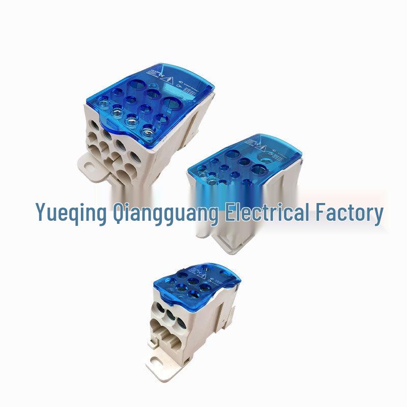 UKK250A Blue Rail-Mounted Single-Pole Distribution Box: High Current, Multiple Outputs