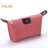 Striped Cosmetic Bag Waterproof Foldable Large Capacity Zipper Closure Dumpling Shape Portable Makeup Organizer for Travel Home Storage
