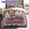 Romanticpets Pattern Bedding Quilt Set Quilt Cover Pillowcase Home Decoration Birthday Gift (1 * duvet cover + 2 * pillowcase, without core)