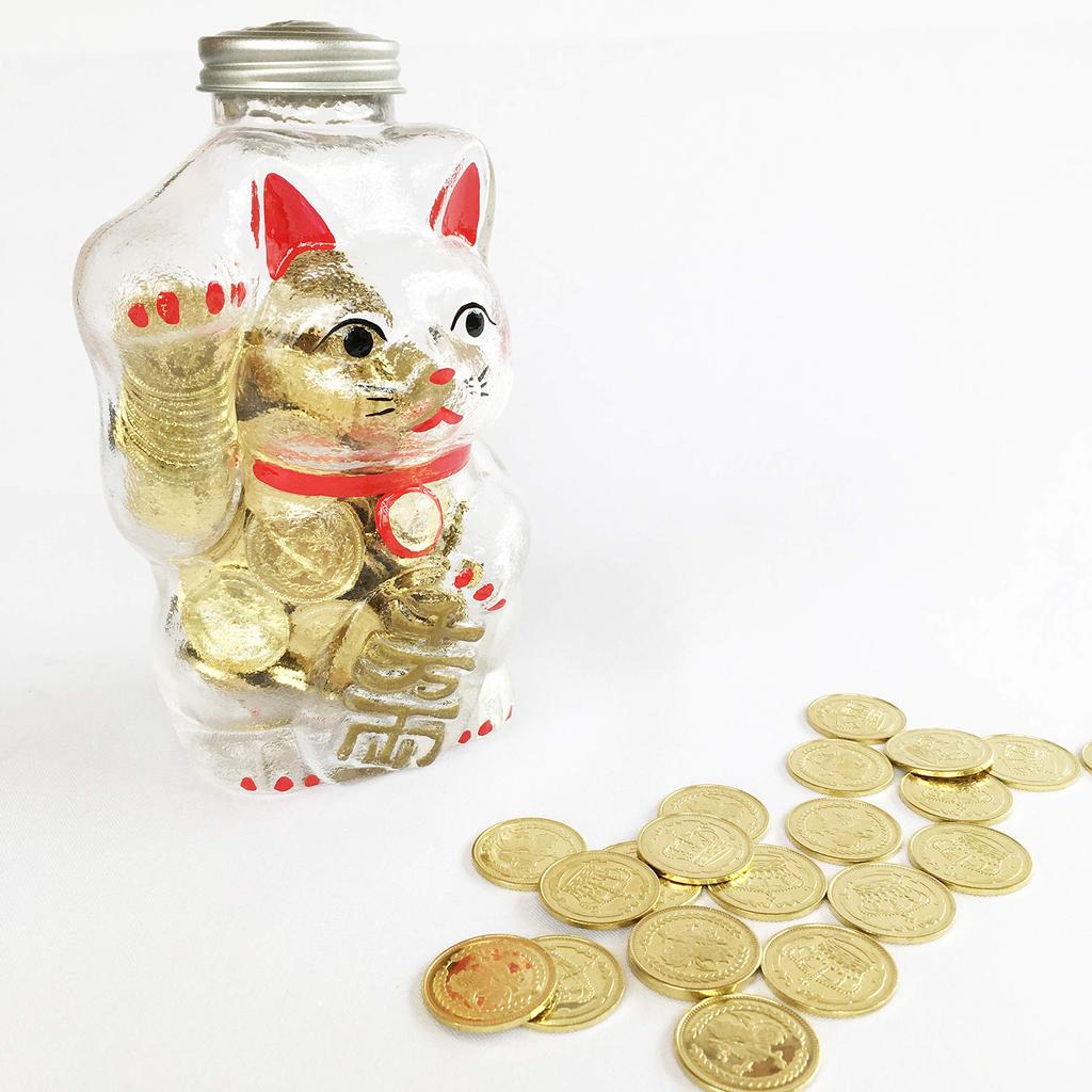 Hirota Glass Piggy Maneki-neko Figurine, 10.5cm Bank, SM-2M