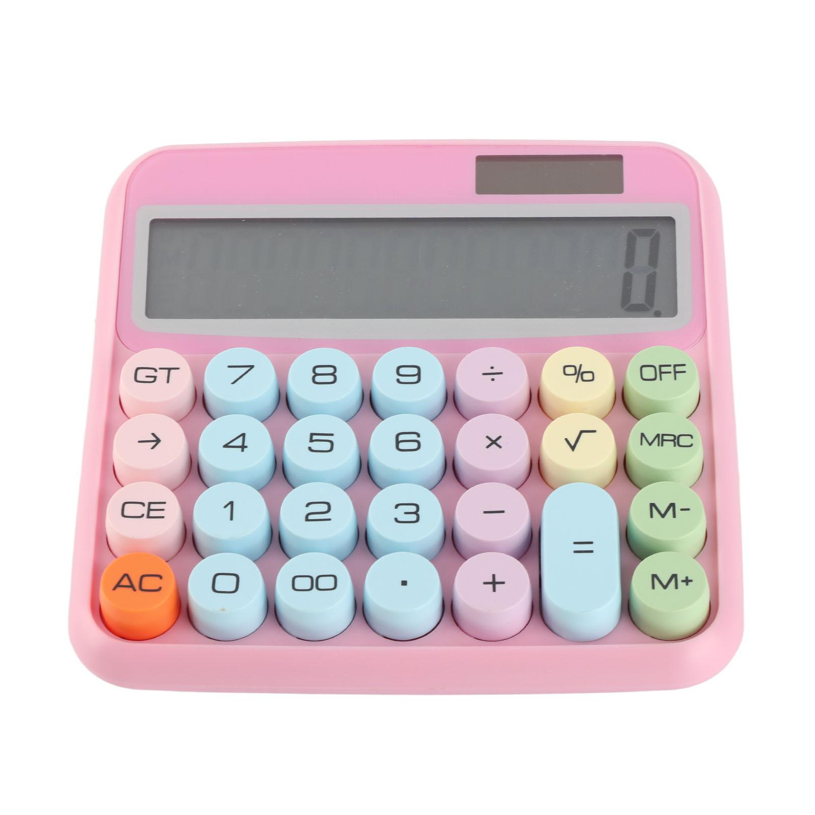

12 Digit Colorful Calculator Mechanical Keyboard Calculator Electronic Desktop Calculator for Home School Office Roseate
