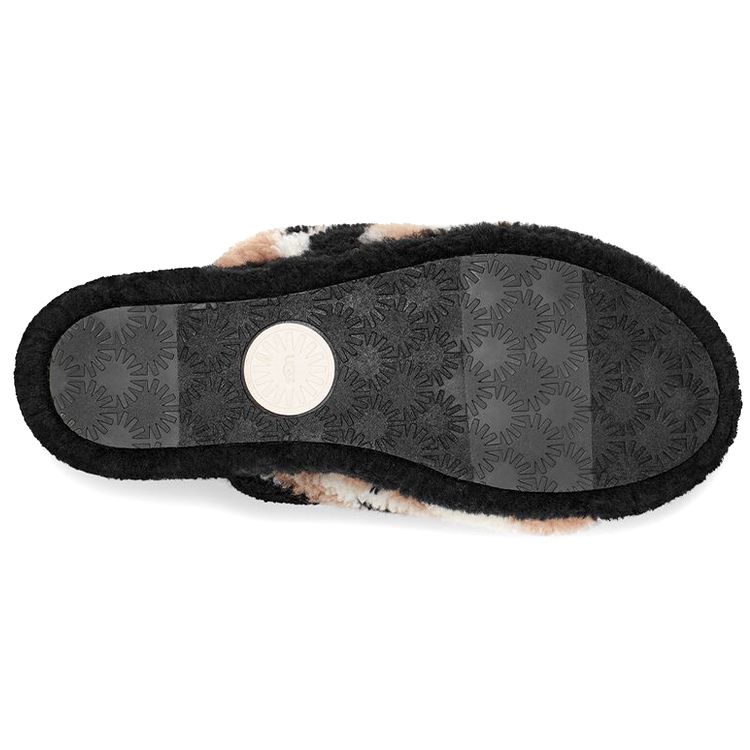 UGG Fluff Yeah Slide Comfortable Versatile Slide Sandals Mid Heel Women sandals White Black 1125231-BLK