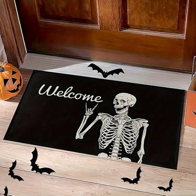 20x31.5in Halloween Skull Door Mat - Funny Welcome Mat for Living Room Kitchen - Indoor Outdoor Horror Festival Floor Mat