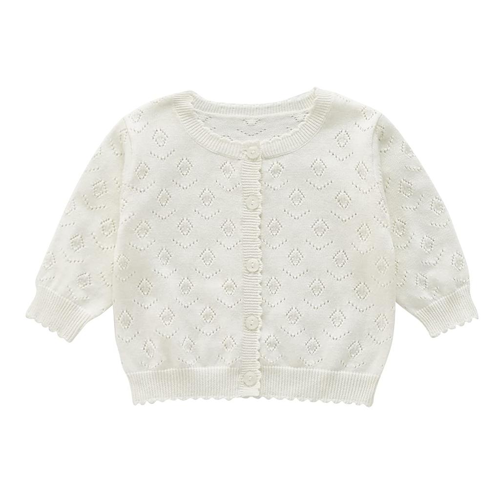 Famuka Baby Long Solid Open Loose Perfect for Baby Shower Sun Cold and Air Conditioning Protection Sizes Cardigan, Girls' Bolero, Sleeve, Cotton,