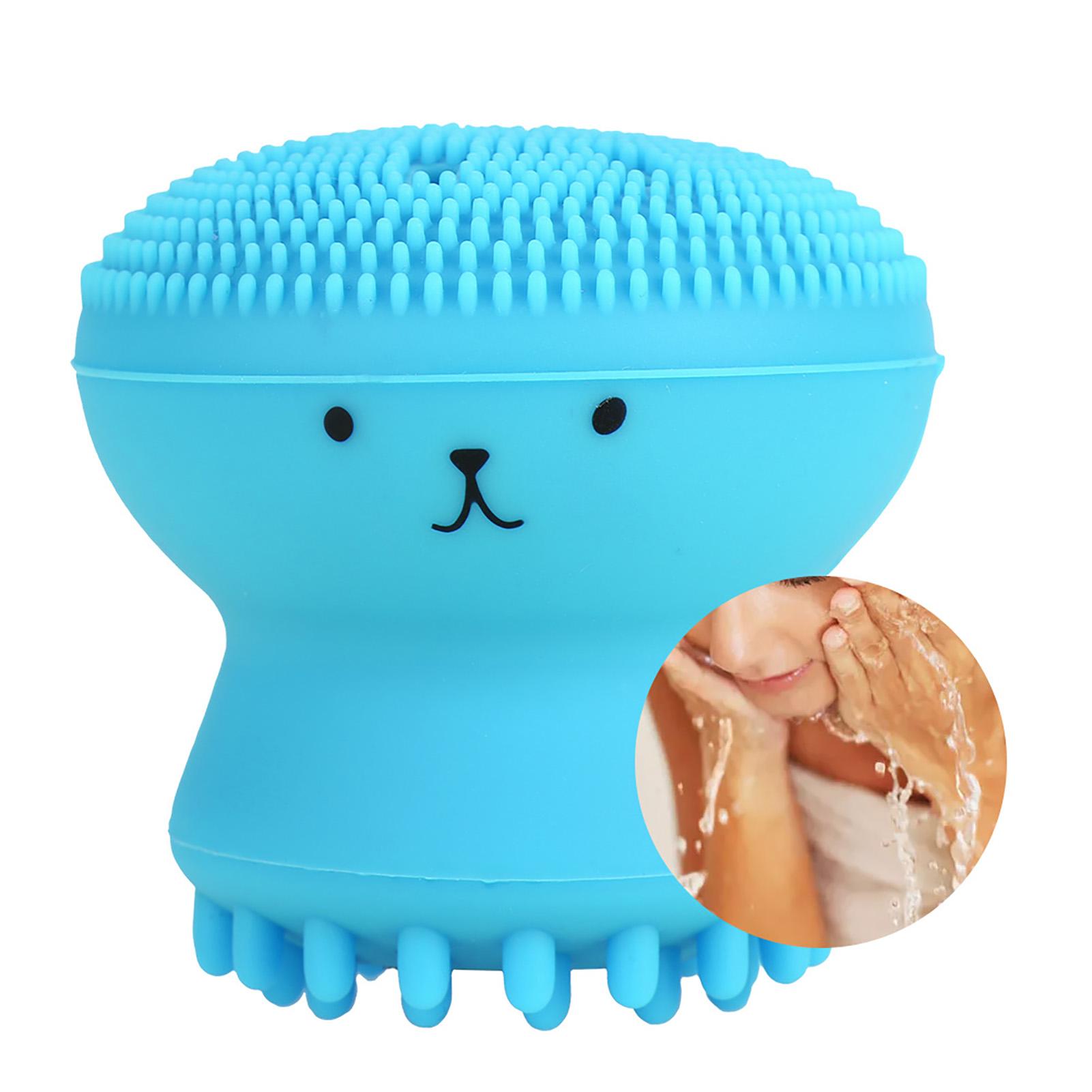 

Щетка для очищения лица, отшелушивающая, удаляющая жир, массажная, медуза, осьминог, средство для мытья, синяя синий