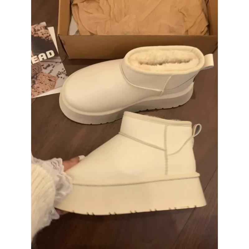 

Commuter thick-soled white thick-soled snow boots women s new winter velvet thickened warm cotton shoes 40