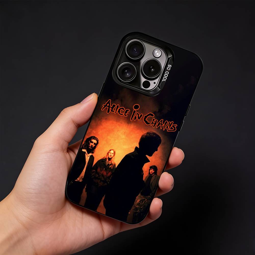 Band A-Alices In C-Chains Phone Case For iPhone17, 16,15,14,13,12 Pro Max Black Candy Matte Shockproof Cover