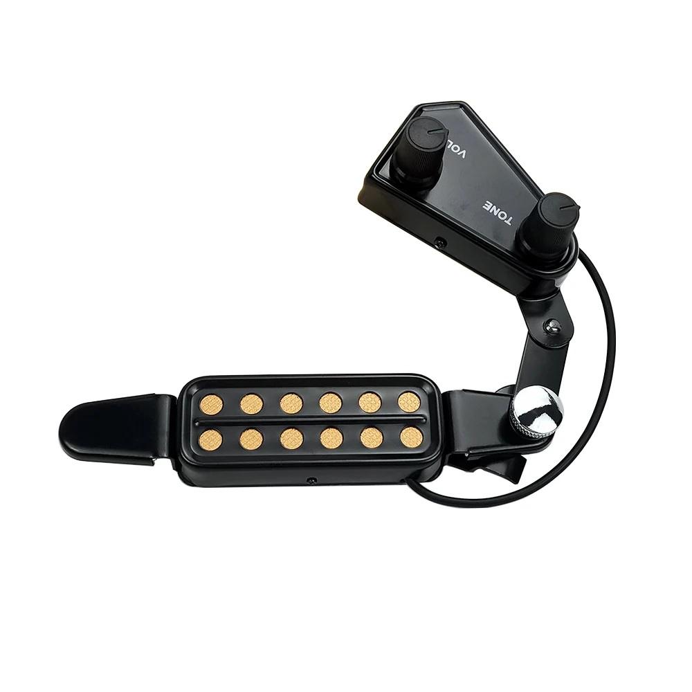 12 Sound Hole Guitar Pickup Acoustic Electric Transducer For Acoustic Guitar Magnetic Preamplifier With Tone And Volume Control