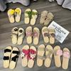 Fashion Women's Casual Slides Comfortable Flax Slippers Striped Bow Linen Flip Flops Platform Sandals Ladies Indoor Shoes Butterfly-knot