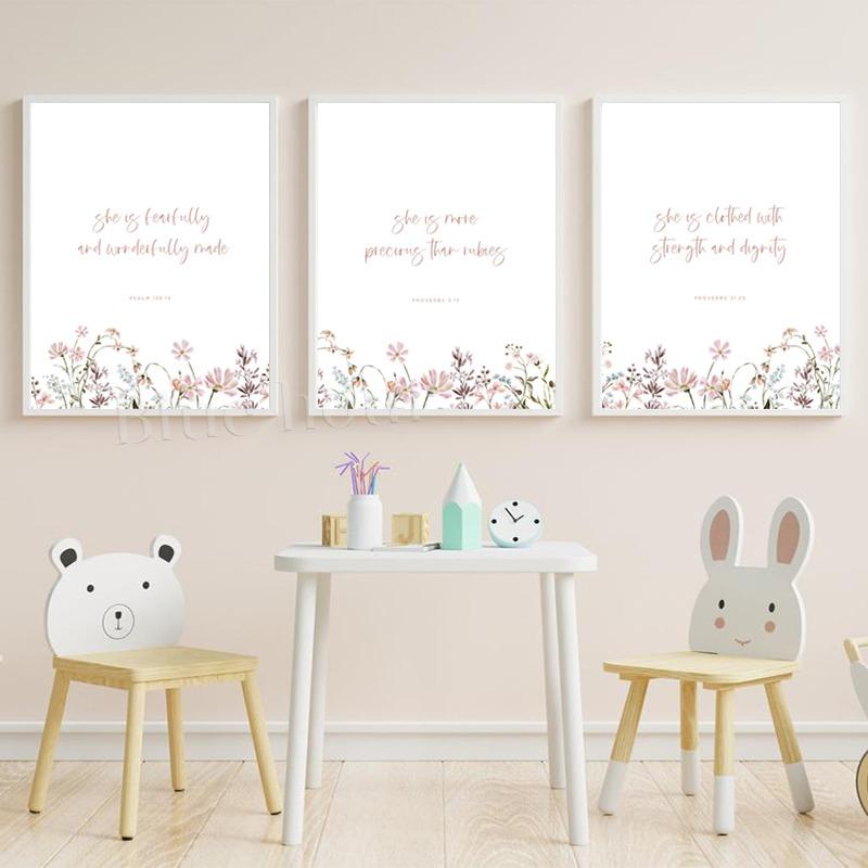Christian Girl Nursery Wall Art Prints Bible Verse Poster Child of God Quote Canvas Painting Girl Gift Bay Girls Room Wall Decor