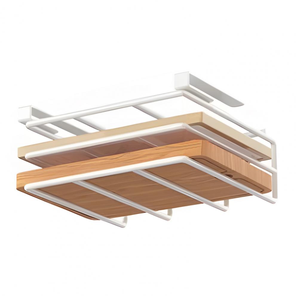 Kitchen Hanging Organizer Rack Strong Load-bearing Storage Rack With Hooks Sturdy Space-efficient Shelf Lid Storage Holder