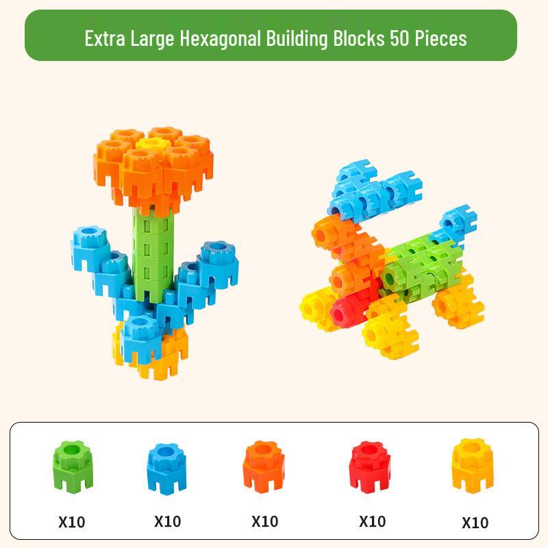 Hexagonal Interlocking Large Building Blocks for Kindergarten Puzzle Area