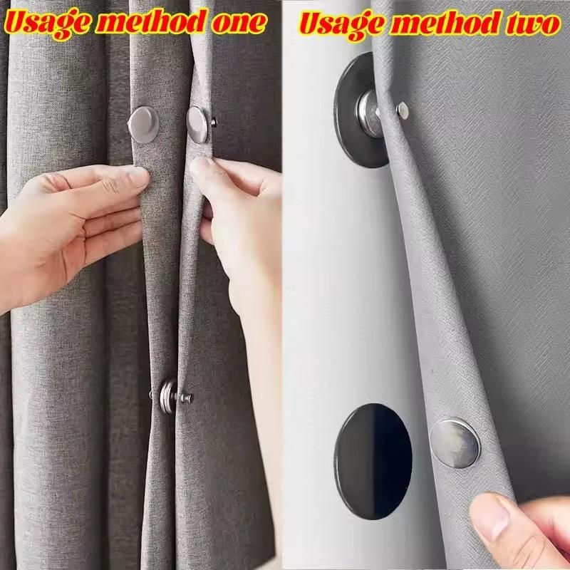 24/1pair Magnetic Curtain Clips Closure Self-Adhesive Magnetic Patch Drapes Buckle Detachable Shower Curtain Magnet Fastener