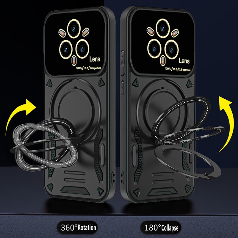 Pro Realme 14 Nárazníky vojenské třídy Kryt s kroužkem Pro Realme 14 Pro Magnetický stojánek Ochrana fotoaparátu Pancéřové pouzdro Realme 14 Pro Plus