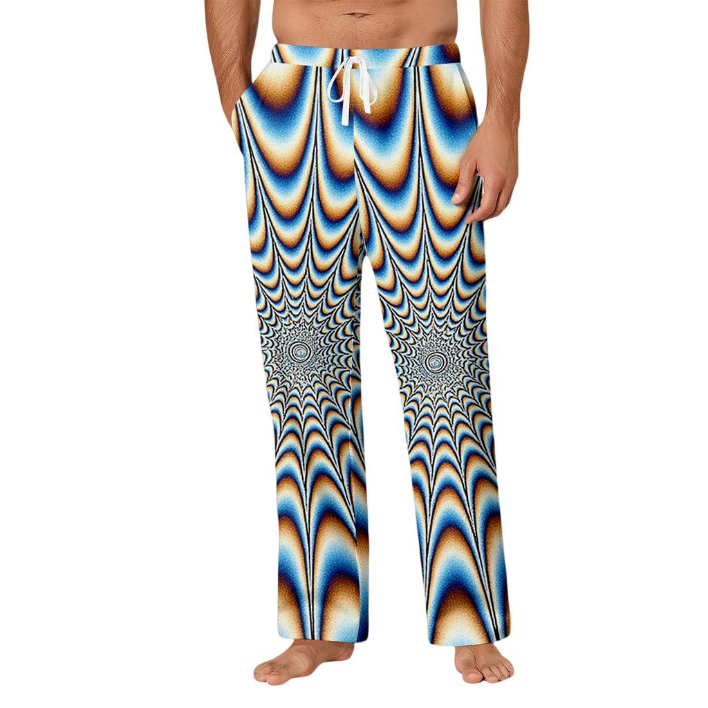 Men's Drawstring Pocket Casual Pants Light Print Pocket Casual Pants (Home Pajamas Style)