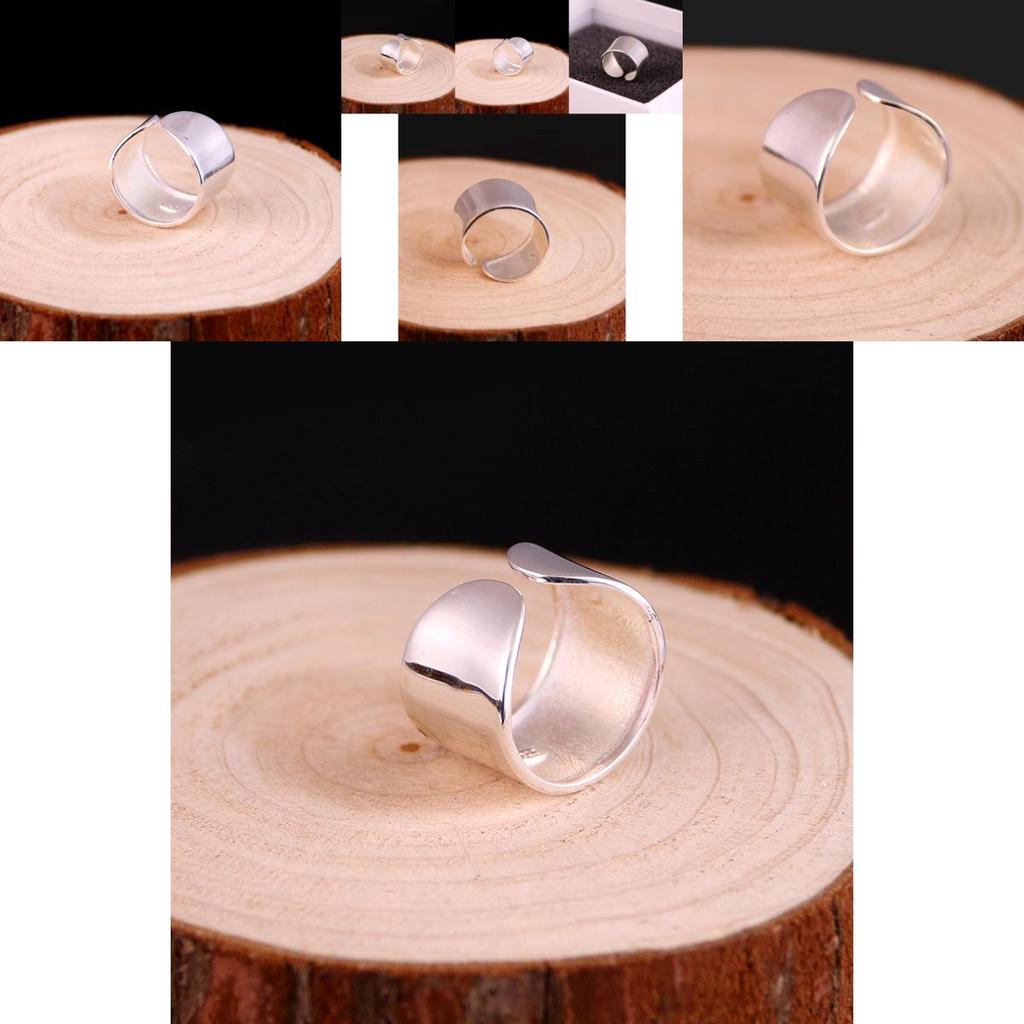 Chic S925 Silver Ring For Women Sophisticated Simple Shiny Finish Adjustable