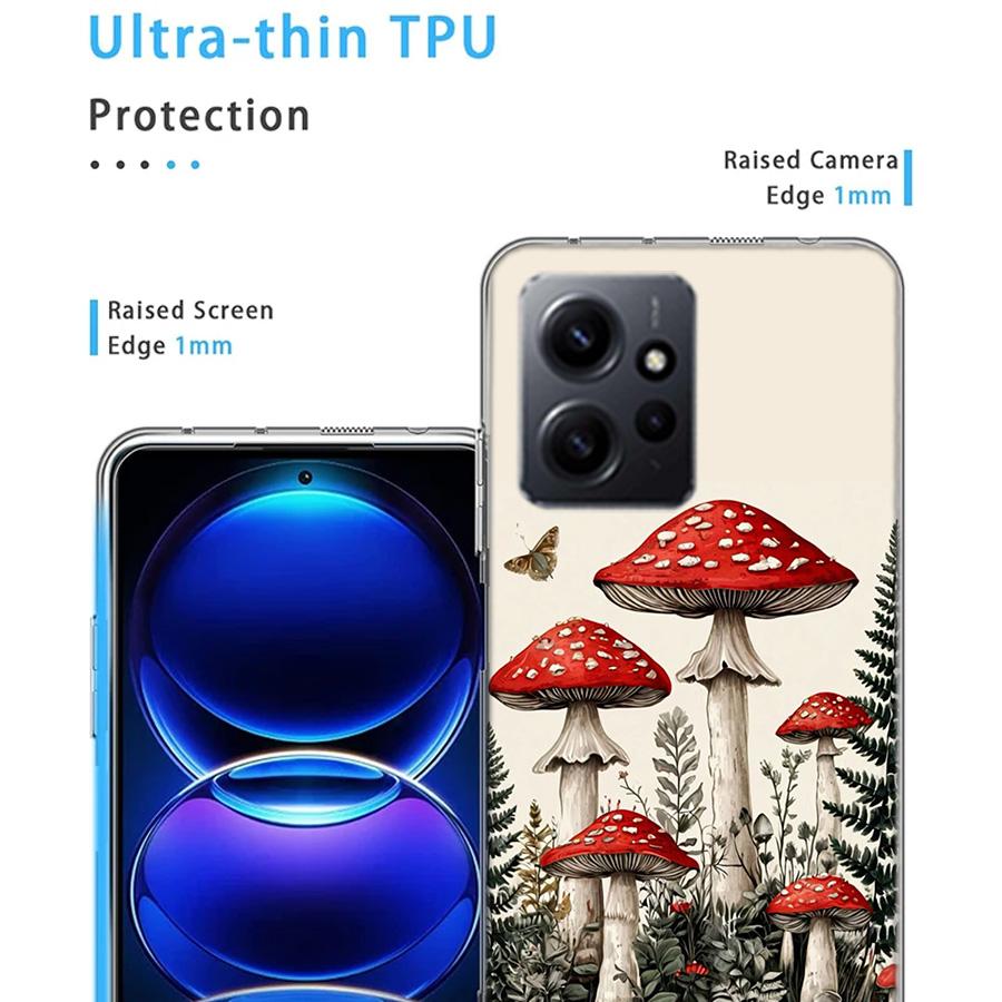 Colorful Mushroom Phone Case For Redmi Note 14 15 Pro 5G 13 12 Pro Plus 11 11T 11E 11S 10 Pro 10S 9 9S Cover Cell Clear TPU Capa