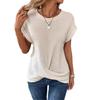 Women's Burnt Orange Waffle Knit Twist Front Short Sleeve Top