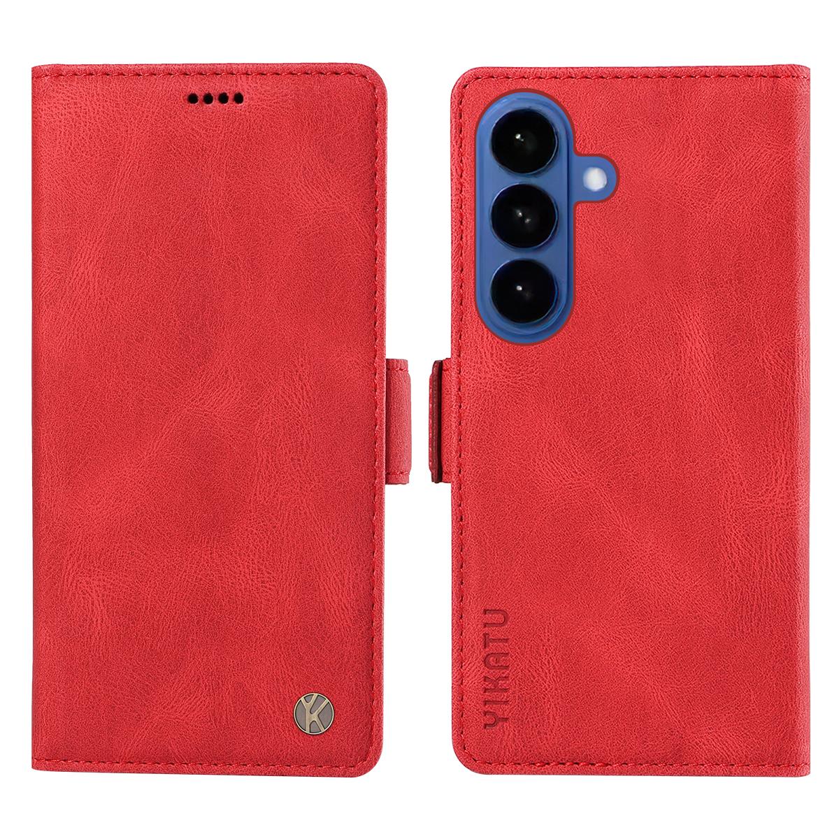 

For Samsung Galaxy S26+ Leather Case YIKATU YK-005 Skin-touch Feeling Wallet Phone Cover
