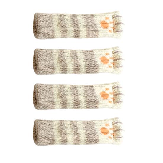 4Pcs Cat Paw Chair Leg Cover Knitting Furniture Feet Cover Floor Protectors Non-Slip No Scratch Noise Reduction Hardwood Floors Furniture Booties