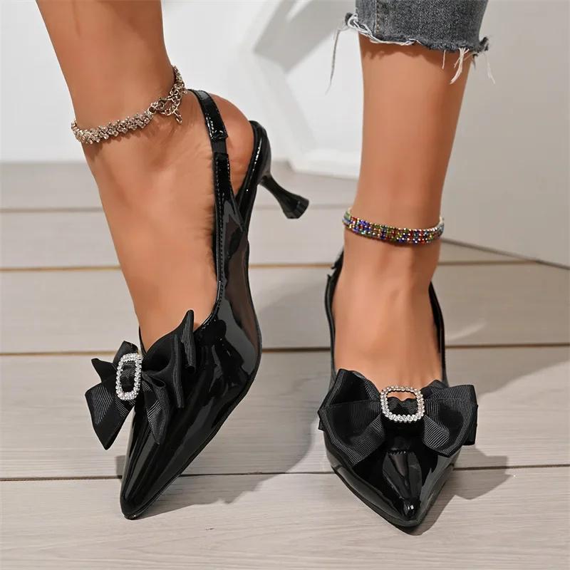 Summer Pointed Bow Light Mouth Fashion Banquet High Heel Sandals New Comfortable Daily Wear Lightweight and Sexy Women's Shoes
