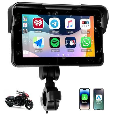 Auometo 5-calowy wyświetlacz motocyklowy audio do nawigacji rowerowej inteligentny monitor rowerowy bezprzewodowy CarPlay