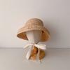 Summer Sun Hat Girls Raffia Straw Hat Retro Travel Sunscreen Beach Vacation Hat with Lacing for Children Holidays
