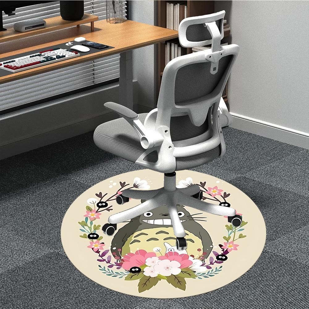 

1pc Totoro Flowers Office Round Area Rug, Under Office Chairs Bedroom Living Room Home Decor a1022391 80cm by 80cm