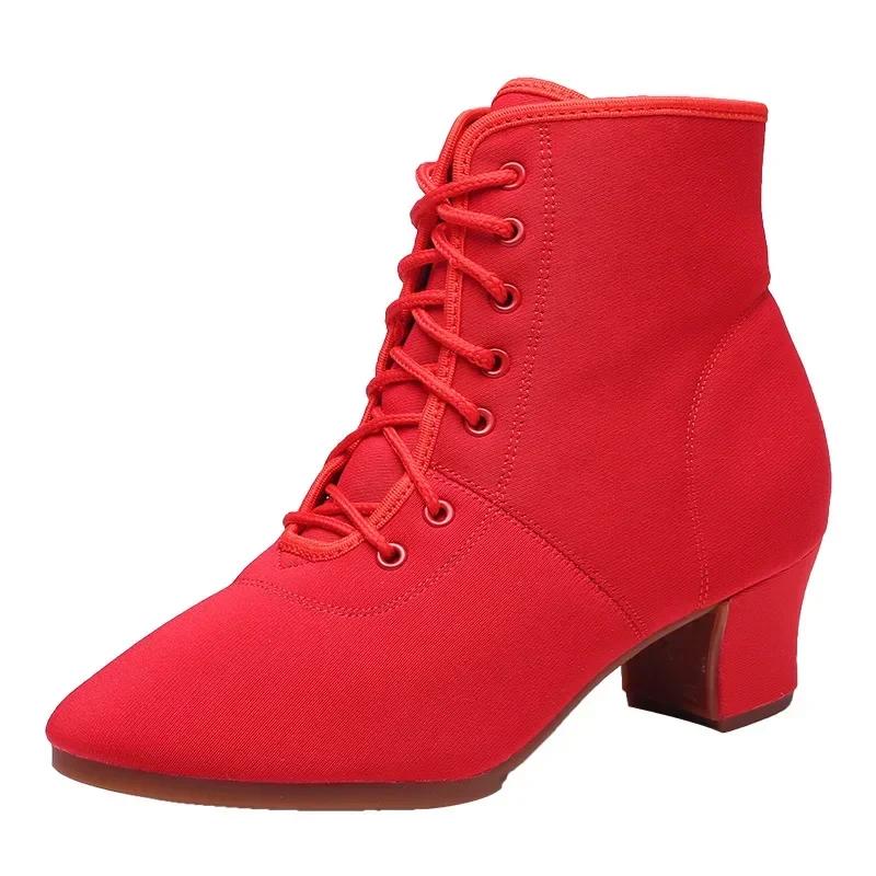 High Top Tanzschuhe Damen Latin Salsa Jazz Tanzstiefel Damen High Heels 3cm 5cm Outdoor Erwachsene Frau Ballroom Dance Sneakers