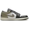 Baskets Unisexe Air Jordan 1 Low Black Toe Medium Olive Vert Blanc 553558-092