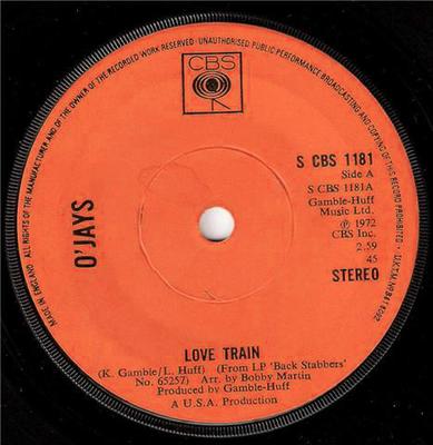 7inch Record O'JAYS - Love Train SCBS1181 CBS 1973 UK Soul/Funk Used