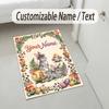Easter Bunny Theme Crystal Velvet Rug Personalized Custom Name Text Soft Floor Mat Home Decor