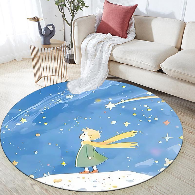 The Little Prince2 Round Area Rug,Carpet Rug for Living Room Bedroom Sofa Playroom Decor,Non-slip Floor Mat