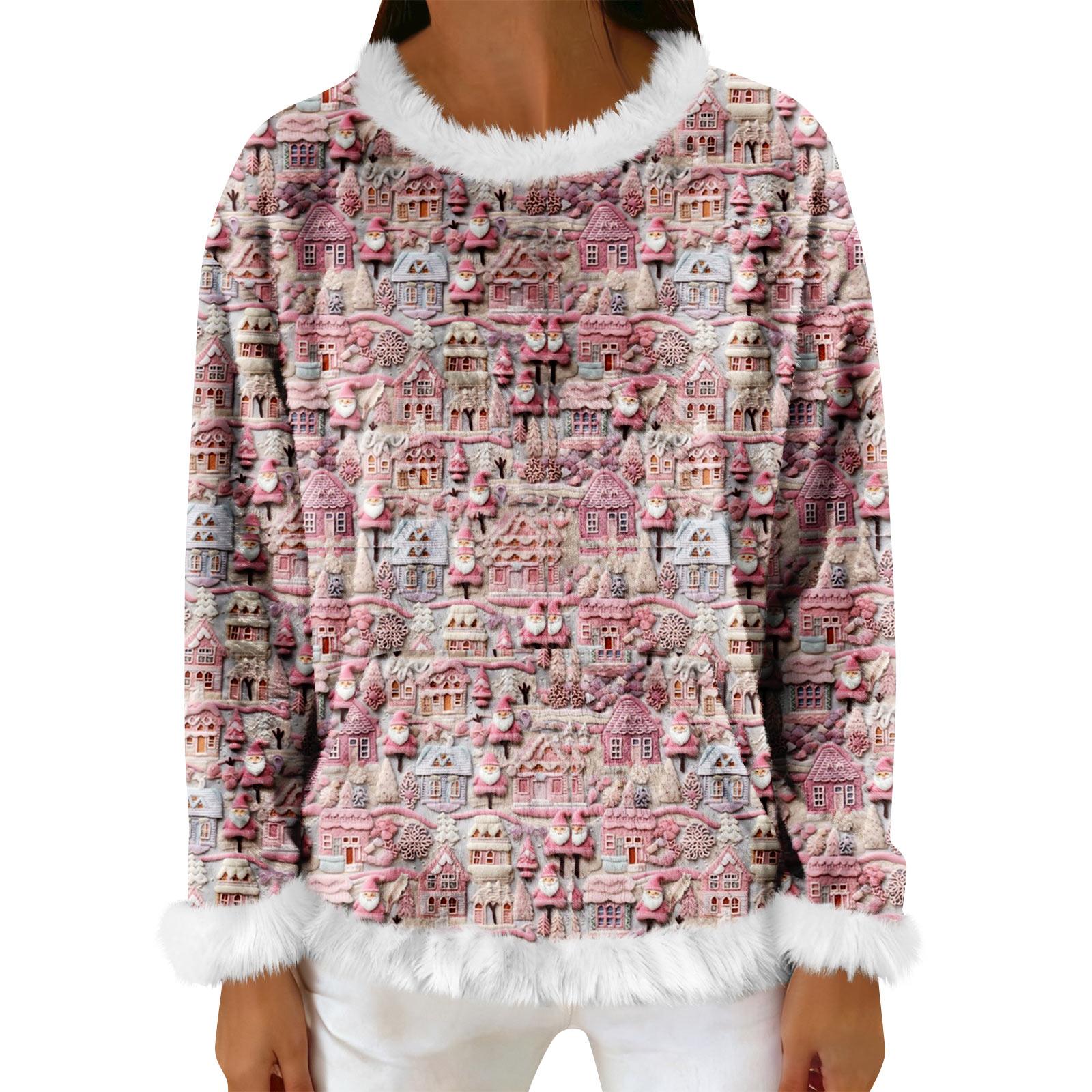 

Женский повседневный флисовый свитшот с длинными рукавами и круглым вырезом, удобный, свободного кроя, легкий, фланелевый свитшот для женщин L