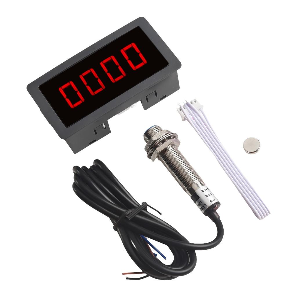 4 Digital LED Tachometer RPM Speed Meter with Hall Proximity Switch Sensor