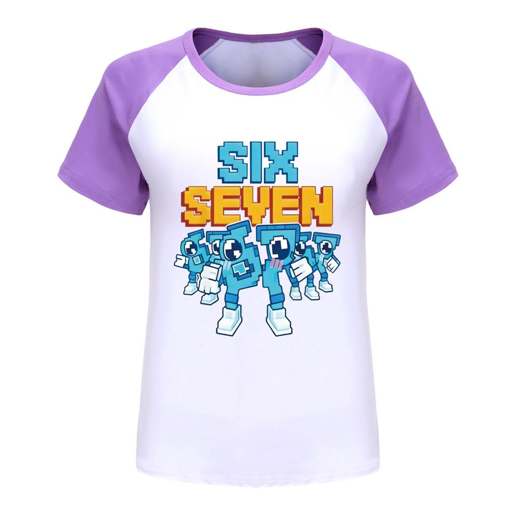 

5195 Дитяча Футболка Реглан з Коротким Рукавом з Принтом Steal a Brainrot 67 Six Seven 150cm фіолетовий