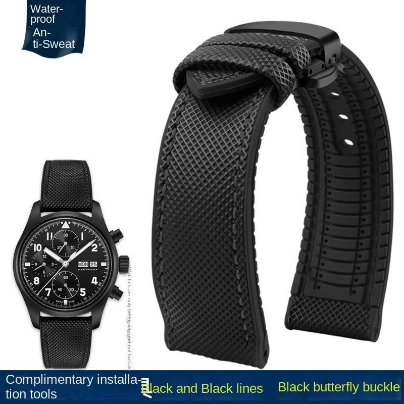 20mm 22mm 23mm 24mm Nylon Rubber Bottom Waterproof Watch Band for Longines IWC Pilot Mark 18 Seiko Omega Series Watchband Strap