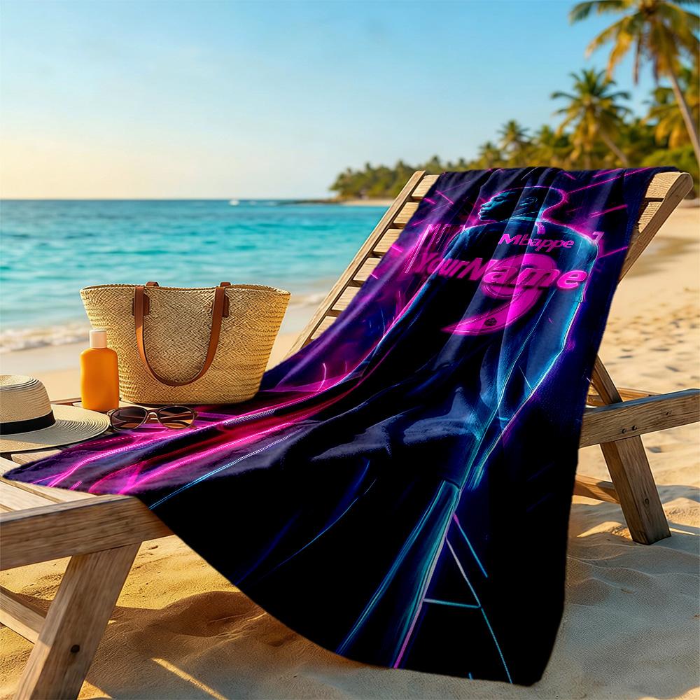 Mbappe Personalized Text Beach Towel Super Soft & Absorbent Suitable for Sports Travel Swimming Yoga Bathroom Beach And Pool