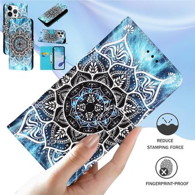 Magnetische, stoßfeste Schutzhülle aus PU-Leder mit Mandala-Muster für iPhone, Samsung, Huawei, Xiaomi, Vivo, Oppo, Moto, Tecno, TCL, ZTE, OnePlus, Infinix, Asus und mehr