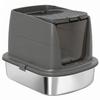 Large Stainless Steel Litter Box, Enclosed Metal Cat Litter Tray with Scoop, Deodoriser Bag, Front-Entry and Top-Exit