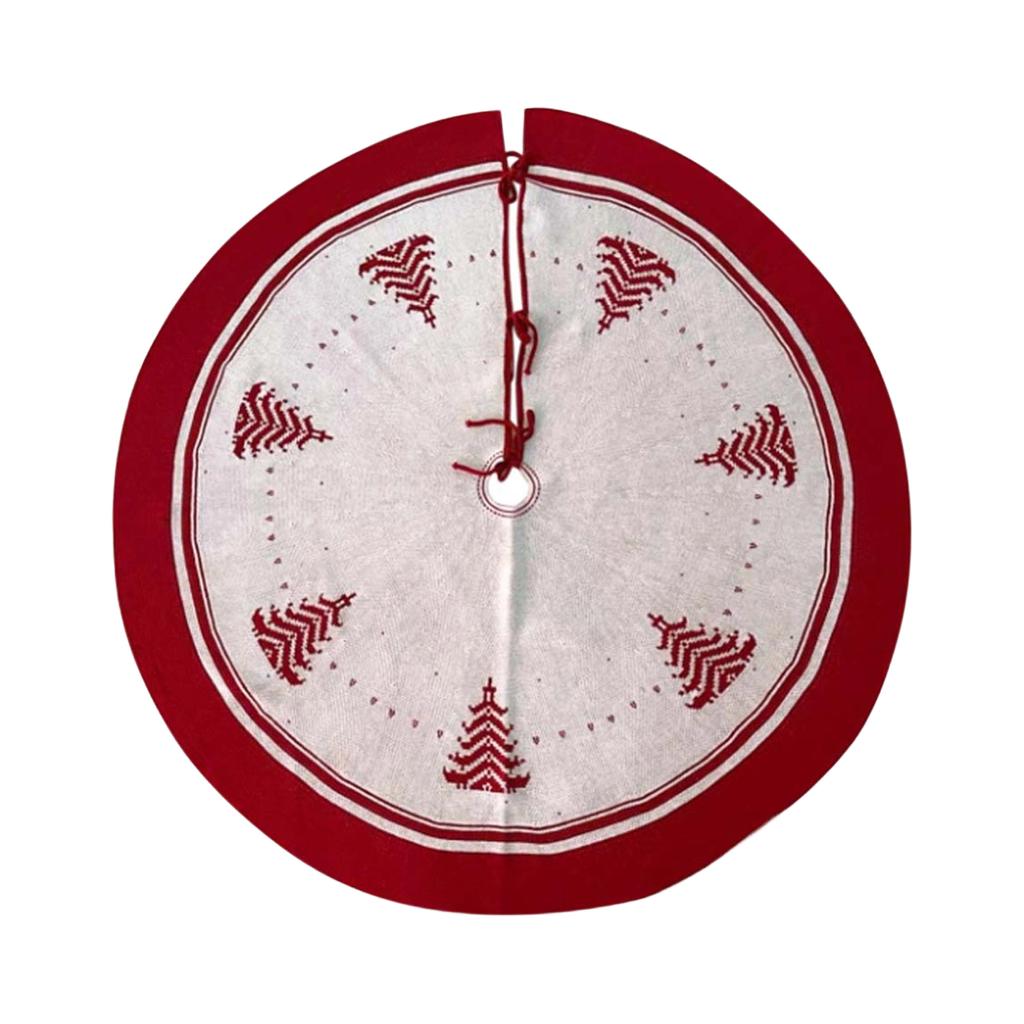 120cm Christmas Tree Skirts Round Christmas Knitted Tree Skirt Crafts Cute Snowflake Elk Print Xmas Tree Base Cover Decor Carpet