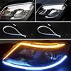 2Pcs LED White Car DRL Running Lamp Strip Light Yellow Flowing Turn Signal Light