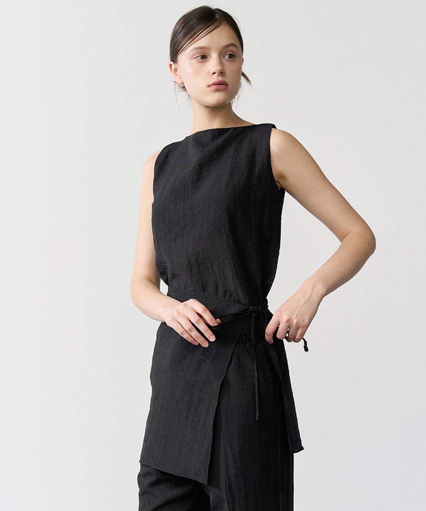 BIBYSEOB Linen Sleeveless Blouse Black [T62]