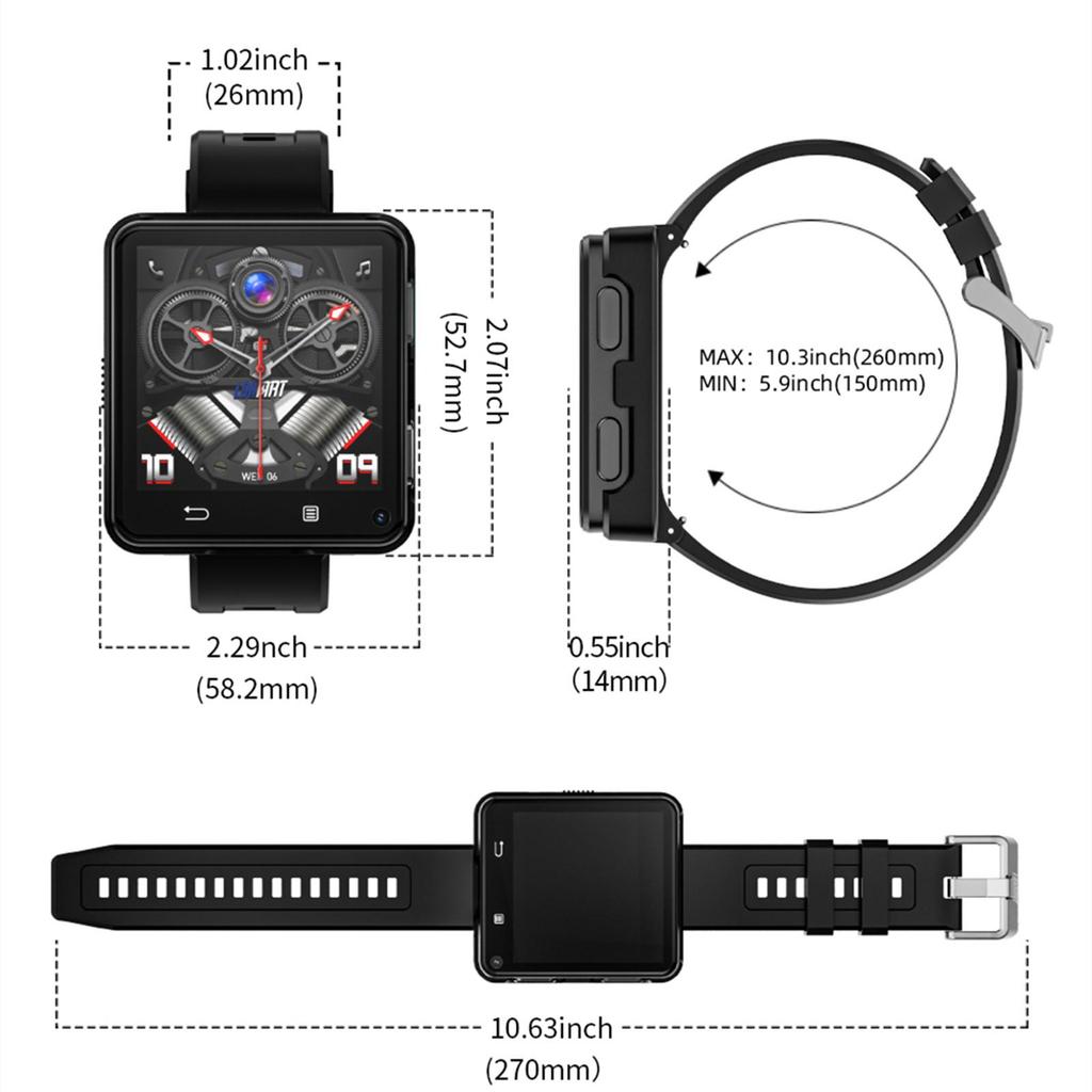 LOKMAT New APPLLP 2 MAX Dual Camera Android 11 Watch Phone Wifi Videos Calls Smart Watch Network Detachable Strap Mini Phone