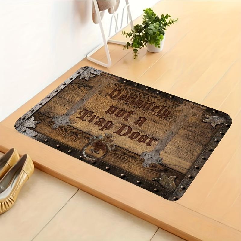 1 "Definitely Not a Trap Door" Welcome Door Mat, Polyester Non-Slip Rug, Suitable for Indoor and Outdoor Entrances