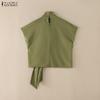 ZANZEA Women Casual Turtleneck Summer Short Sleeve Blouse
