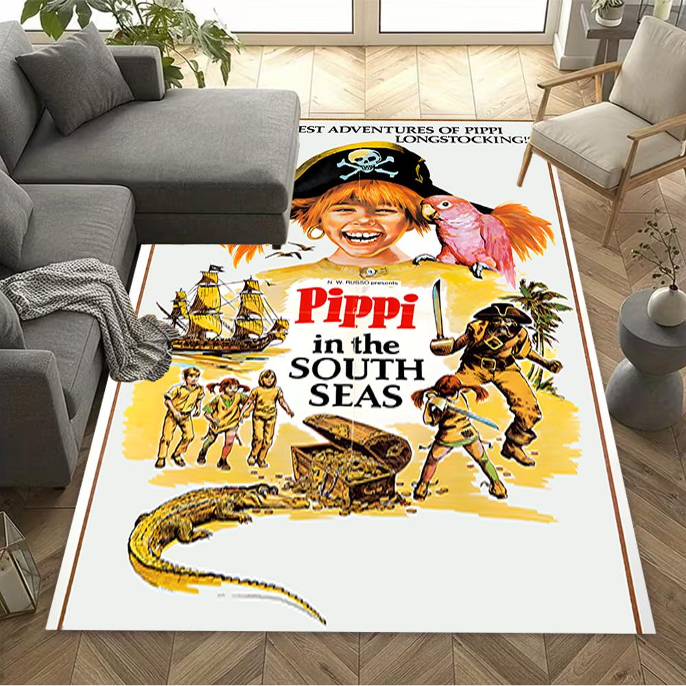 Pippi Adventure Floor Rug Office Rug Design for Living Rooms Outdoor Hallway Balcony Anti-slip Rug Anime Office Decor Perfect Gift for Women/Men